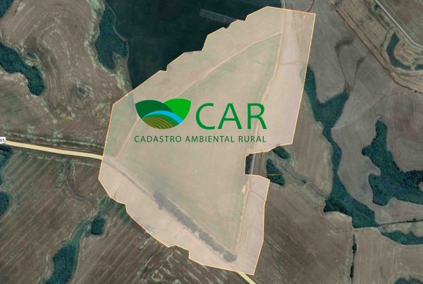 Ortomosaico com área de interesse selecionada para a criação do cadastro ambiental rural (CAR) desta propriedade rural
