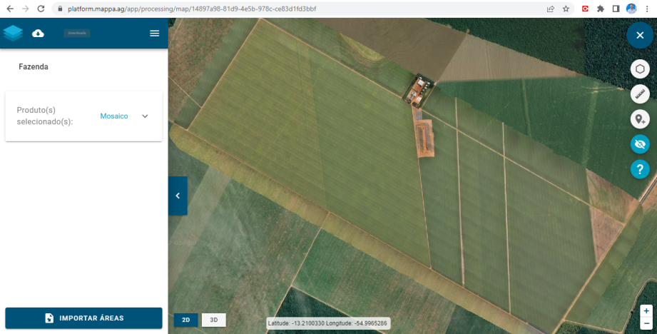 Ortomosaico de uma lavoura gerado através de um drone agrícola para mapeamento aéreo
