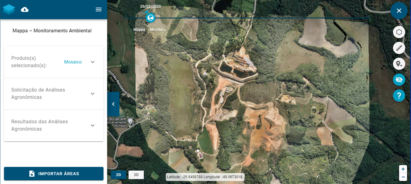 Ortomosaico de a´rea florestal gerado através do processamento de imagens de drone do software Mappa para uso de inventário florestal